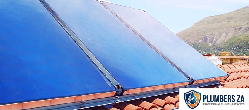 Solar hot water system installation by plumber installing solar geyser systems in Gauteng